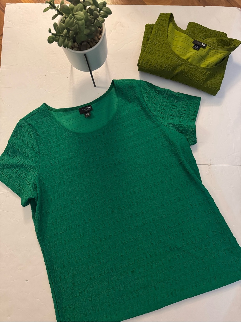 East 5th Green Short-Sleeve Textured Top